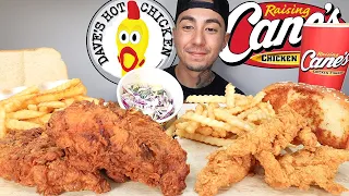 MUKBANG EATING Raising Canes SAUCY Chicken Tenders And Dave's Hot Chicken Tenders