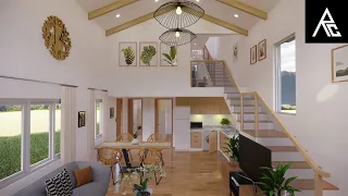 Clean & Airy 2-Bedroom Loft-Type Small House Design Idea (5x10 Meters Only)