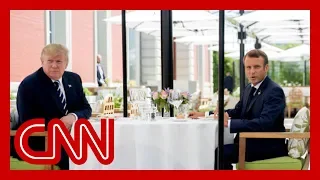 Trump lunches with Macron amid tension on tariffs