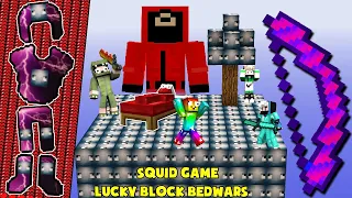 MINI GAME : SQUID GAME LUCKY BLOCK BEDWARS MINECRAFT ** NOOB CÓ CHIẾC ÁO CON MỰC SIÊU VIP BẤT TỬ ??