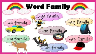 Word Families || -ab, -ad, -ag, -am, -an, -ap, -at || 3- Letter Words || 4-Letter Words || CVC Words