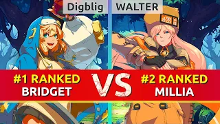 GGST ▰ Digblig (#1 Ranked Bridget) vs WALTER (#2 Ranked Millia). High Level Gameplay