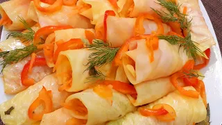 Рулетики из маринованной капусты с морковью. Эта закуска вкуснее,чем капуста по-корейски.