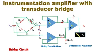 Instrumentation Amplifier using Transducer bridge(Derivation and Working)in English