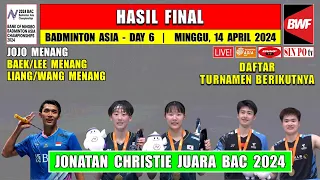 JONATAN CHRISTIE JUARA ~ Hasil Final Badminton Asia Championship 2024 Hari Ini ~ China Raih 2 Gelar