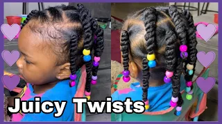 Simple Toddler Hairstyle | My method for Moisture and JUICY Twists for my 2yr old