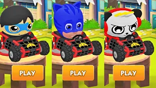 Tag with Ryan PJ Masks Catboy vs Combo Panda vs Blue Titan Go-Kart Driving - All Characters Unlocked