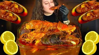 ASMR * Deshelled Seafood Boil & Green Lip Mussels in Bloves Sauce * مكبانق الاكل البحري والطريقة