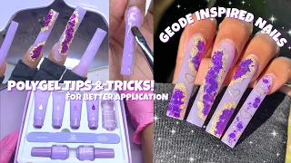 PURPLE GLITTER GEODE INSPIRED POLYGEL NAILS 💜| BEGINNERS GUIDE TO APPLYING POLYGEL | MAKARTT POLYGEL