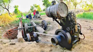 35HP Engine,Starting Diesel Big Engine,On Tubewell Real Agriculture In The Punjab Pakistan