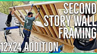 Second Floor Wall Framing with Headers ||12x24 Home Addition||