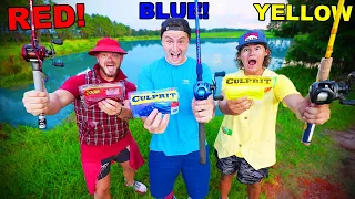 1v1v1 RED VS BLUE VS YELLOW Fishing Challenge (Loser Get's Tattoo!)