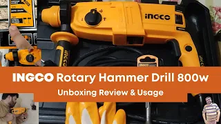 Ingco Rotary Hammer Drill 800w | Best Rotary Hammer Drill Machine | Unboxing Review Usage | khanfas