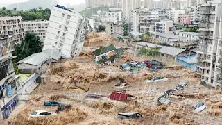 Flood Destroys City after City in China! People fleeing floods on rooftops in Hebei province