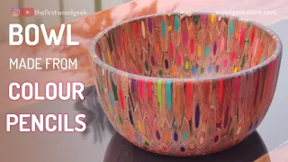 Bowl Made From Colour Pencils | Woodturning Handmade Bowl