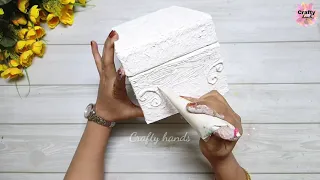 Vintage jewelry box making at home | cardboard craft idea