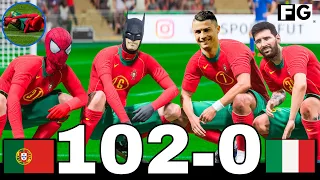 FIFA 24 | SPIDERMAN, BATMAN, RONALDO, MESSI AND ALLSTARS ( MARIO INJURY )😥 | PORTUGAL 102 - 0  ITALY