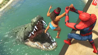 GTA 5 Water Ragdolls | SPIDERMAN vs Alligator