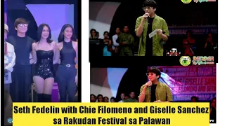 Seth Fedelin with Chie Filomeno and Giselle Sanchez sa Rakudan Festival sa Palawan