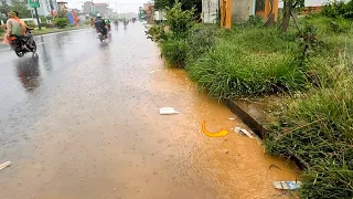 Massive Flooding Street Drain While A Heavy Rain In Rainy Season