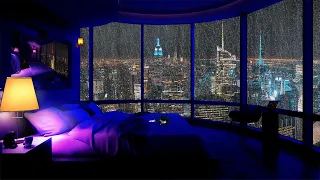 Fall into Sleep Immediately 💤 Heavy Rain & Thunder Relieve Stress, Insomnia - Cozy Bedroom Ambience