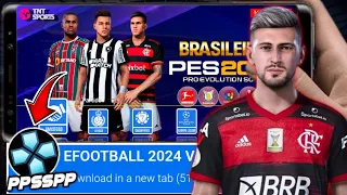 NOVO! EFOOTBALL 2024 PPSSPP BRASILEIRÃO E EUROPEU LEVE NARRAÇÃO BR