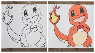 How To Draw Charmander With Pokeball Easy Step By Step