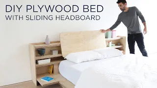 DIY Plywood Bed with a Sliding Headboard