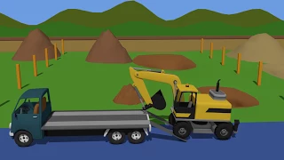 Assembly Tape for Excavator Construction - Animated Construction Vehicles for Kids