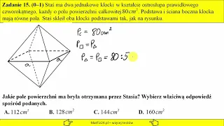 Pole całkowite ostrosłupa - Egzamin ósmoklasisty 2021 | MatFiz24.pl