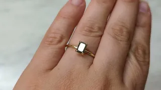 1ct Emerald Cut Salt and Pepper Diamond Solitaire Engagement Ring | 14K Yellow Gold Promise Ring