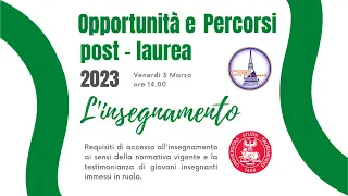 Opportunità post laurea: l'insegnamento nella scuola secondaria