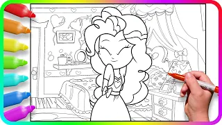 Coloring Pages EQUESTRIA GIRLS - Pinkie Pie. How to color My Little Pony. Easy Drawing Tutorial. MLP