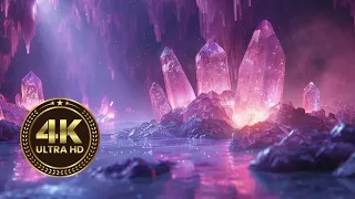 🔮 Relaxing Crystal Cave Screensaver - 4K 3D Abstract Amethyst Animated Wallpaper Background Video