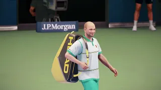 TopSpin 2K25 PS5 Roger Federer Vs Andre Agassi US Open by night Expert difficulty