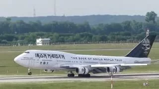 Iron Maiden "Ed Force One" Boeing 747-400 arrival at Düsseldorf Airport | Full HD