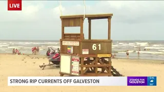 Strong onshore winds bring strong rip currents to Galveston Beach