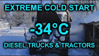 Extreme DIESEL TRUCK & TRACTOR cold start compilation | -34*C | s.2 ep.40 | Запуск в мороз -34
