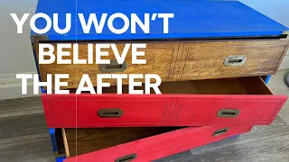 $30 Campaign Dresser Rescue | DIY Custom Dresser Base | Furniture Flip | Painted Dresser