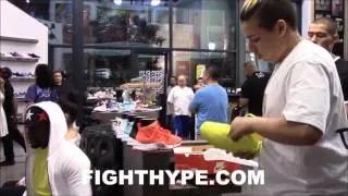FLOYD MAYWEATHER CLEARS OUT SHOE STORE TO BUY NEW KICKS; SURROUNDED BY BEAUTIFUL WOMEN AND FANS