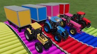 RAMP vs TRACTOR - FENDT vs CLAAS vs VALTRA vs JOHN DEERE TRACTOR OF COLORS - FS22 | Farming Simulat