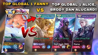 KETIKA BLAZER TOP GLOBAL 1 FANNY VS TOP 1 GLOBAL BRODY, ALUCARD DAN ALICE! WHO WIN? - Mobile Legends