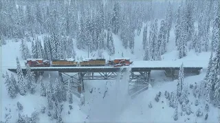 4K Union Pacific Railroad Spreader at Upper & Lower Cascade Bridge on Donner Pass, CA