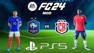 FC 24 FRANCE - COSTA RICA | PS5 MOD Ultimate Difficulty Career Mode HDR Next Gen