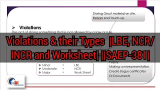 Violations & their Types  |LBE, NCR/INCR and Worksheet| ||SAEP-381||#aramco