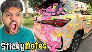 Meri Gari Par Sticky Notes Prank Ho Geya 😱 | Sticky Notes Car Prank (Gone Wrong) 😡@RufeeBhai