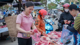 The Process of Cooking Pork Legs, Pork Ham - Going to Upland Market To Sell - Spring Crop Care