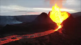 Day and Night at the Iceland Volcano