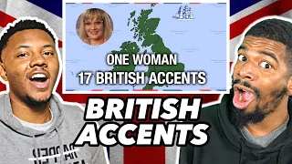 AMERICANS REACT To One Woman, 17 British Accents