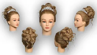 SVATEBNÍ ÚČES S KORUNKOU.WEDDING HAIRSTYLE WITH TIARA. PEINADO DE BODA CONTIARA.COIFFURES DE MARIAGE